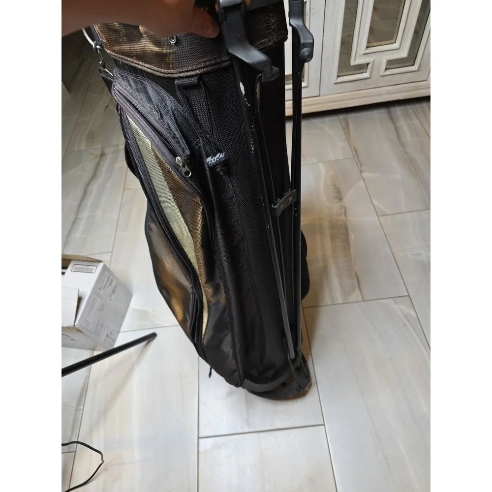 Knight Golf Bag 6-Way Divider Cart Carry Black Padded Shoulder Strap ⛳ Rain Hood